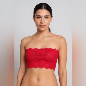 CHUNS Red Floral Lace Bandeau Top